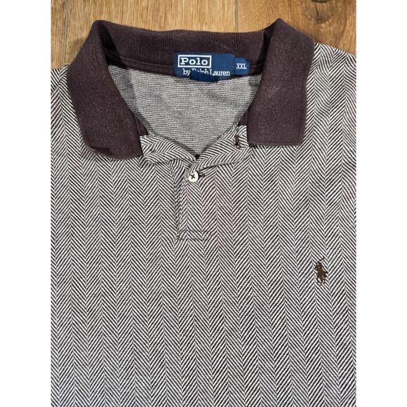 Vintage Polo Ralph Lauren Golf Herringbone Polo Shirt XXL Gray Black Classic - Picture 2 of 9